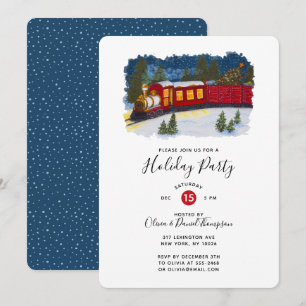 Kerst Magische Vintage Red Steam Train Party Kaart
