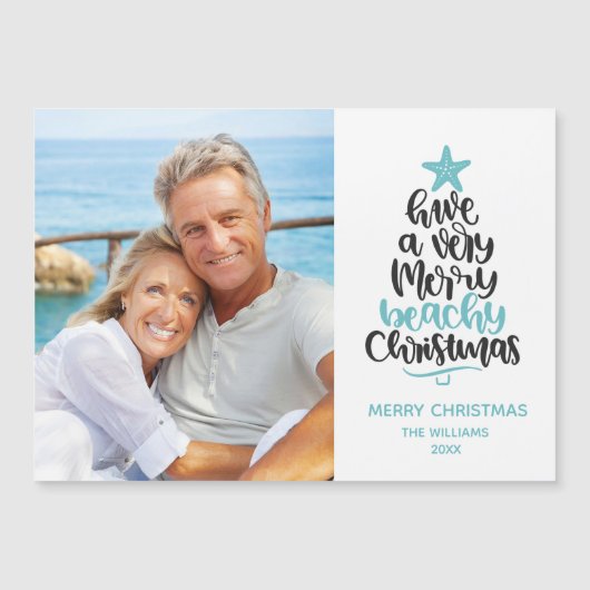 Kerst Magnetische Vakantiekaart Strand (Voorkant)