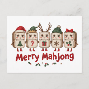 Kerst Mahjong Kerst Tegels Kerstman Hoed Rendier Feestdagenkaart