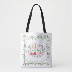 Kerst Mahjong Laten we Mahjong spelen Tote Bag