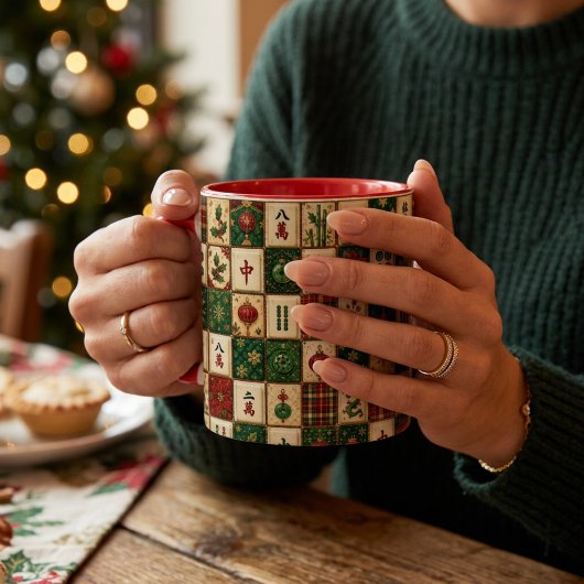 Kerst Mahjong Tegel Mok