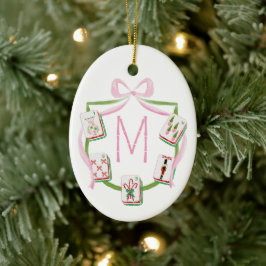 Kerst Mahjong Tegelmotief Keramisch Ornament