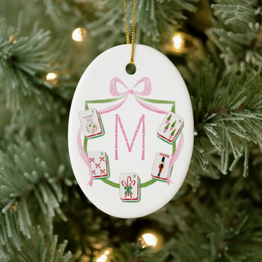 Kerst Mahjong Tegelmotief Keramisch Ornament (Boom)