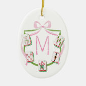 Kerst Mahjong Tegelmotief Keramisch Ornament (Voorkant)