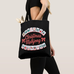 Kerst Mahjong Tegels Bogen Xmas Vakantie Seizoen Tote Bag