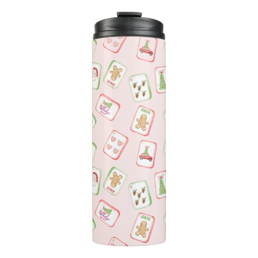 Kerst Mahjong Tegels Thermosbeker (Voorkant)