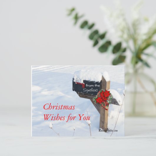 Kerst Mailbox met Poinsettias- aanpassen Feestdagenkaart (Staand voorkant)