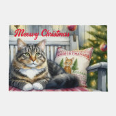 Kerst Main Coon Cat Deurmat (Voorkant)