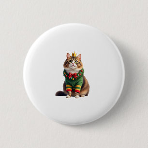 Kerst Maine Coon Amerikaanse Langhaar (1) Ronde Button 5,7 Cm