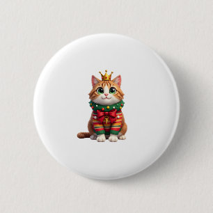 Kerst Maine Coon Amerikaanse Langhaar (4) Ronde Button 5,7 Cm