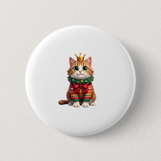 Kerst Maine Coon Amerikaanse Langhaar (4) Ronde Button 5,7 Cm (Voorkant)