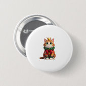 Kerst Maine Coon Amerikaanse Langhaar (4) Ronde Button 5,7 Cm (Voorkant /achterkant)