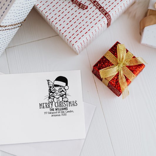 Kerst Maine Coon Cat Retouradres Rubberstempel
