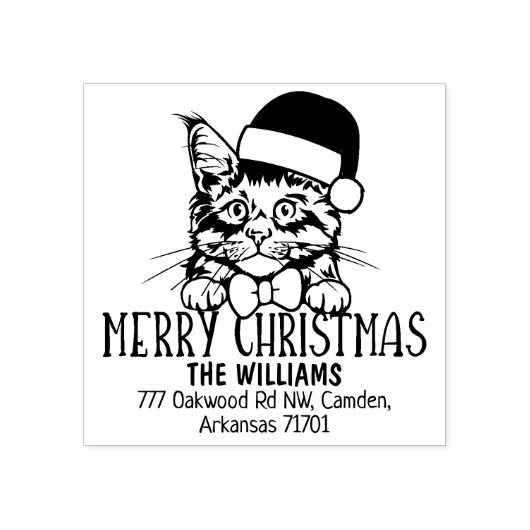 Kerst Maine Coon Cat Retouradres Rubberstempel (Afrduk)