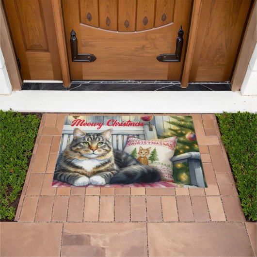 Kerst Maine Coon Kat  Deurmat (Buiten)