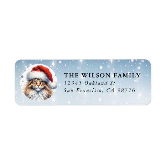 Kerst Maine Coon Kat Retourlabels Etiket (Voorkant)
