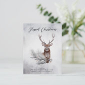 Kerst - Majestic Rustic Deer Antlers Pine Cone Feestdagenkaart (Staand voorkant)