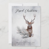 Kerst - Majestic Rustic Deer Antlers Pine Cone Feestdagenkaart (Voorkant)