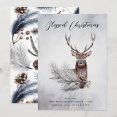 Kerst - Majestic Rustic Deer Antlers Pine Cone Feestdagenkaart (Voorkant / Achterkant)