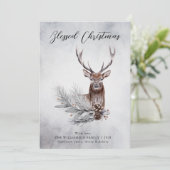 Kerst - Majestic Rustic Deer Antlers Pine Cone Feestdagenkaart (Staand voorkant)