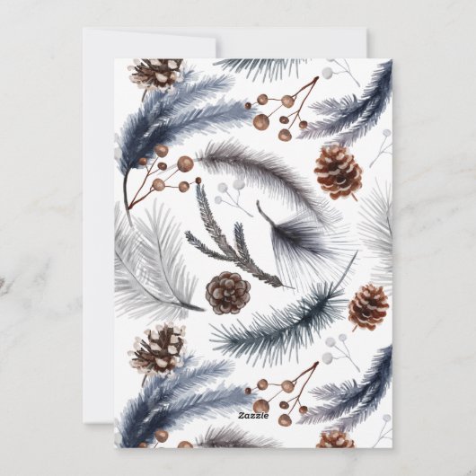 Kerst - Majestic Rustic Deer Antlers Pine Cone Feestdagenkaart (Achterkant)