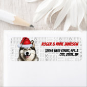 Kerst Malamute Santa Dog Retouradres Etiket (Insitu)