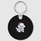 Kerst Maltees - Perfect voor Dierenvrienden klasse Sleutelhanger (Voorkant)