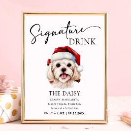 Kerst Maltese Hond Bruiloft Handtekening Drink Tek Poster