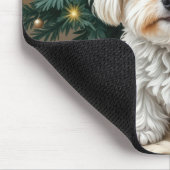 Kerst Maltese hond op een bontkussen Muismat (Hoek)