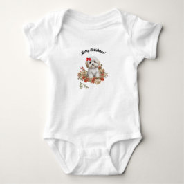 Kerst Maltese Puppy Hond Kerst Bloemen Romper