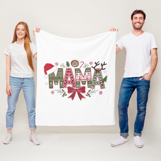 Kerst Mama Coquette Bow Mama Claus Tree Cake Fleece Deken (In situ)