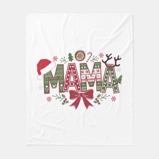 Kerst Mama Coquette Bow Mama Claus Tree Cake Fleece Deken (Voorkant)