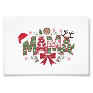 Kerst Mama Coquette Bow Mama Claus Tree Cake Foto Afdruk