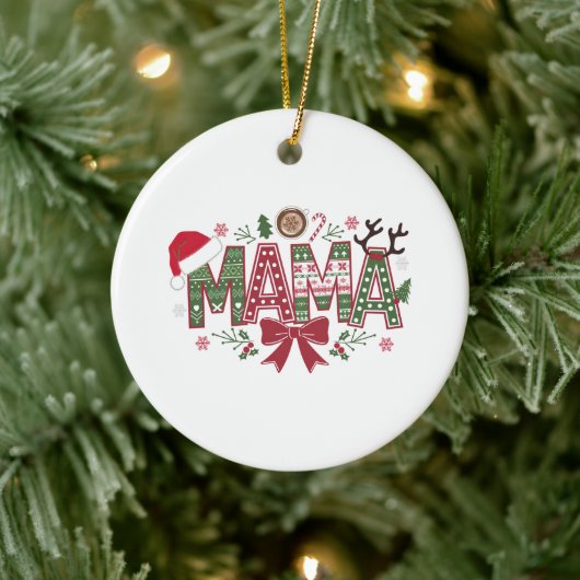 Kerst Mama Coquette Bow Mama Claus Tree Cake Keramisch Ornament (Boom)