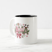 Kerst Mama Coquette Bow Mama Claus Tree Cake Tweekleurige Koffiemok (Voorkant links)