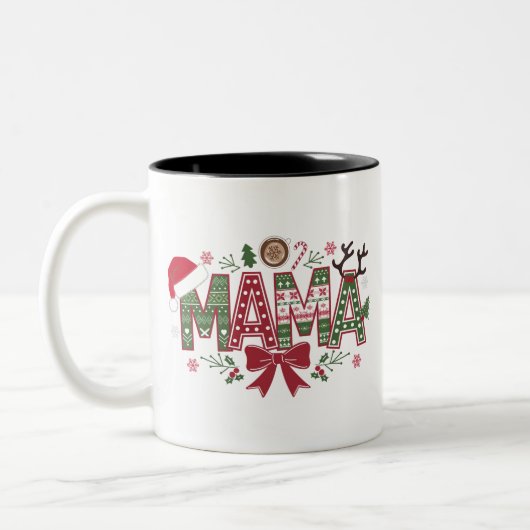 Kerst Mama Coquette Bow Mama Claus Tree Cake Tweekleurige Koffiemok (Links)