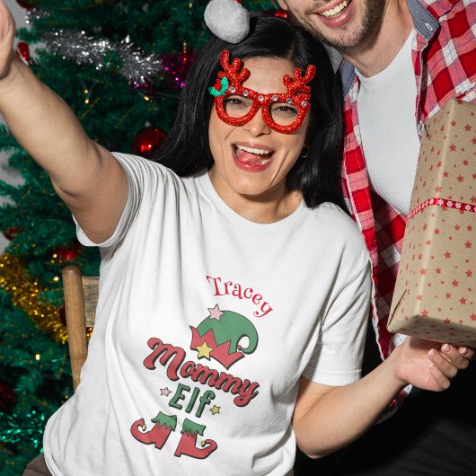 Kerst Mama Elf aangepast dame's t-shirt