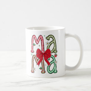 Kerst MAMA Letters Rode Strik Cute Festief Koffiemok