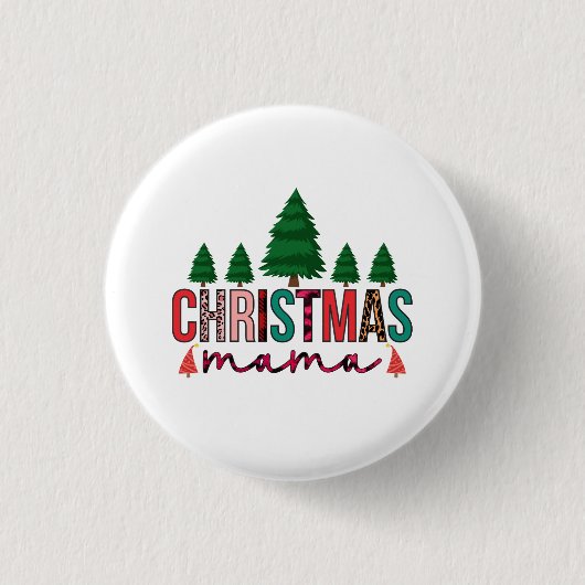 Kerst Mama Ronde Button 3,2 Cm (Voorkant)