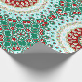 Kerst Mandala in rood, groen en Frosted Blue Cadeaupapier (Hoek)