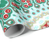 Kerst Mandala in rood, groen en Frosted Blue Cadeaupapier (Rol Hoek)