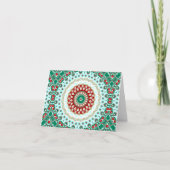 Kerst Mandala in rood, groen en Frosted Blue Kaart (Voorkant)