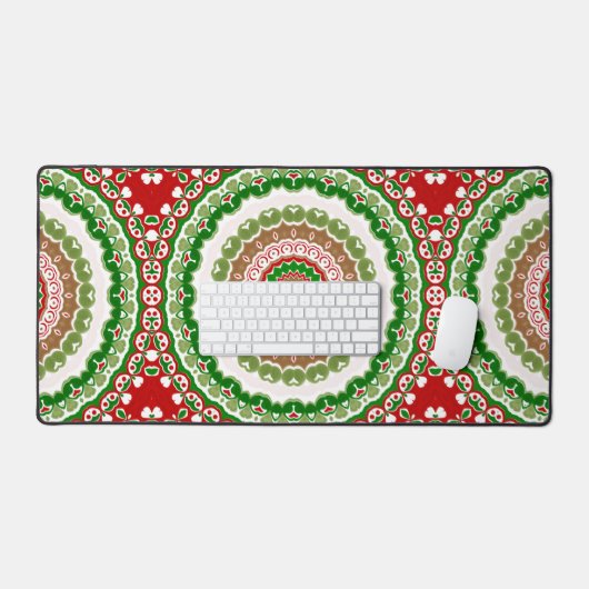 Kerst Mandala in rood, groen en warm goud Bureaumat (Keyboard & Muis)