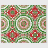 Kerst Mandala in rood, groen en warm goud Cadeaupapier (Vlak)