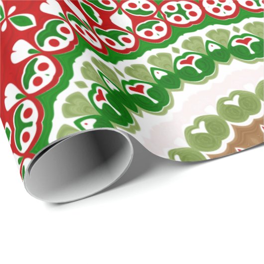 Kerst Mandala in rood, groen en warm goud Cadeaupapier (Rol Hoek)