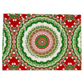 Kerst Mandala in rood, groen en warm goud Groot Cadeauzakje (Achterkant)