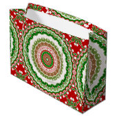 Kerst Mandala in rood, groen en warm goud Groot Cadeauzakje (Achterkant Gekanteld)