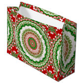 Kerst Mandala in rood, groen en warm goud Groot Cadeauzakje (Voorkant Gekanteld)