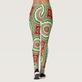 Kerst Mandala in rood, groen en warm goud Leggings (Achterkant)
