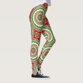 Kerst Mandala in rood, groen en warm goud Leggings (Rechts)
